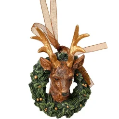 Suspension de Noël (H10 cm) Cerf Royal Doré