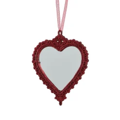 Suspension de Noël (H14 cm) Cœur bohème Rouge