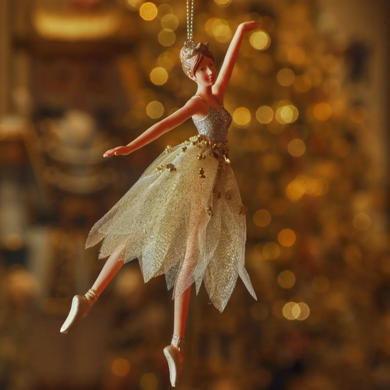 Suspension de Noël (H16 cm) Fée danseuse Or