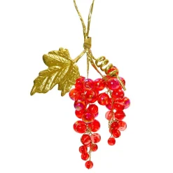 Suspension de Noël (H11 cm) Grappe givré Rouge et or