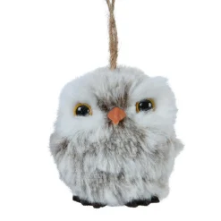 Suspension de Noël (H6 cm) Hibou d'hiver Fourrure grise
