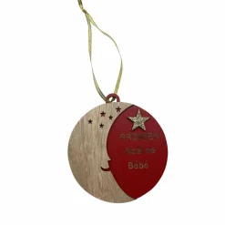 Suspension de Noël (H12 cm) Lune et étoile Rouge