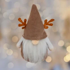 Suspension de Noël (H16 cm) Lutin petit renne Marron clair
