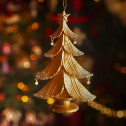 Suspension de Noël (H12 cm) Sapin scintillant Doré