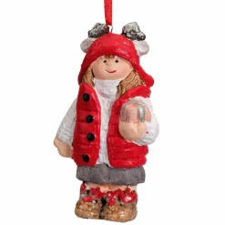 Suspension de Noël terre cuite (H8 cm) Chérubine Rouge