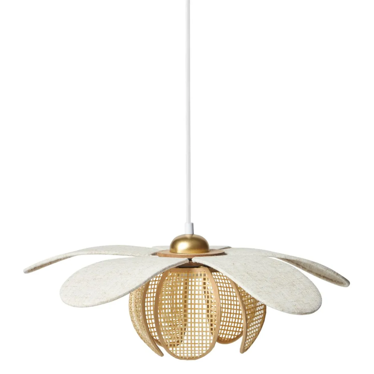 Suspension lin et bambou (D50 cm) Madagascar Beige
