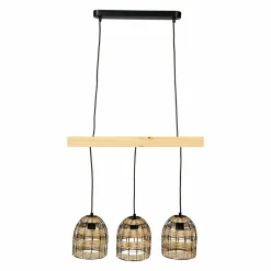 Suspension lumineuse bambou 3 douilles (L60 cm) Domo Naturel