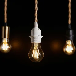Suspension lumineuse chanvre (H90 cm) Corde Blanche