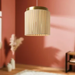 Suspension lumineuse coton et métal (D28 cm) Khéops Or