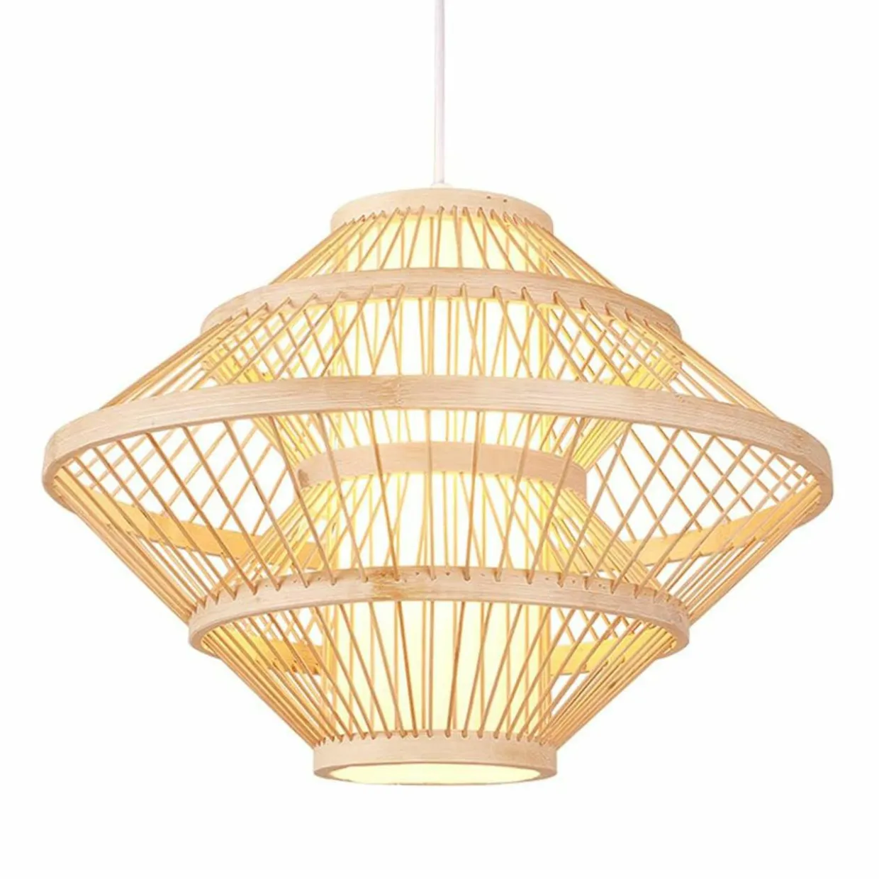 Suspension lumineuse design en bambou (D50 cm) Marbella Naturel