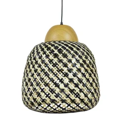 Suspension lumineuse en bambou (D40 cm) Elda Noir et naturel