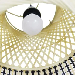 Suspension lumineuse en bambou (D45 cm) Huesca Noir et naturel