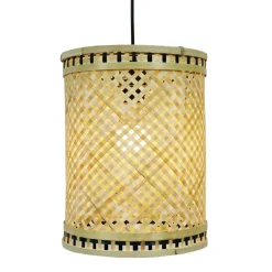 Suspension lumineuse en bambou (H30 cm) Estepona Noir et naturel