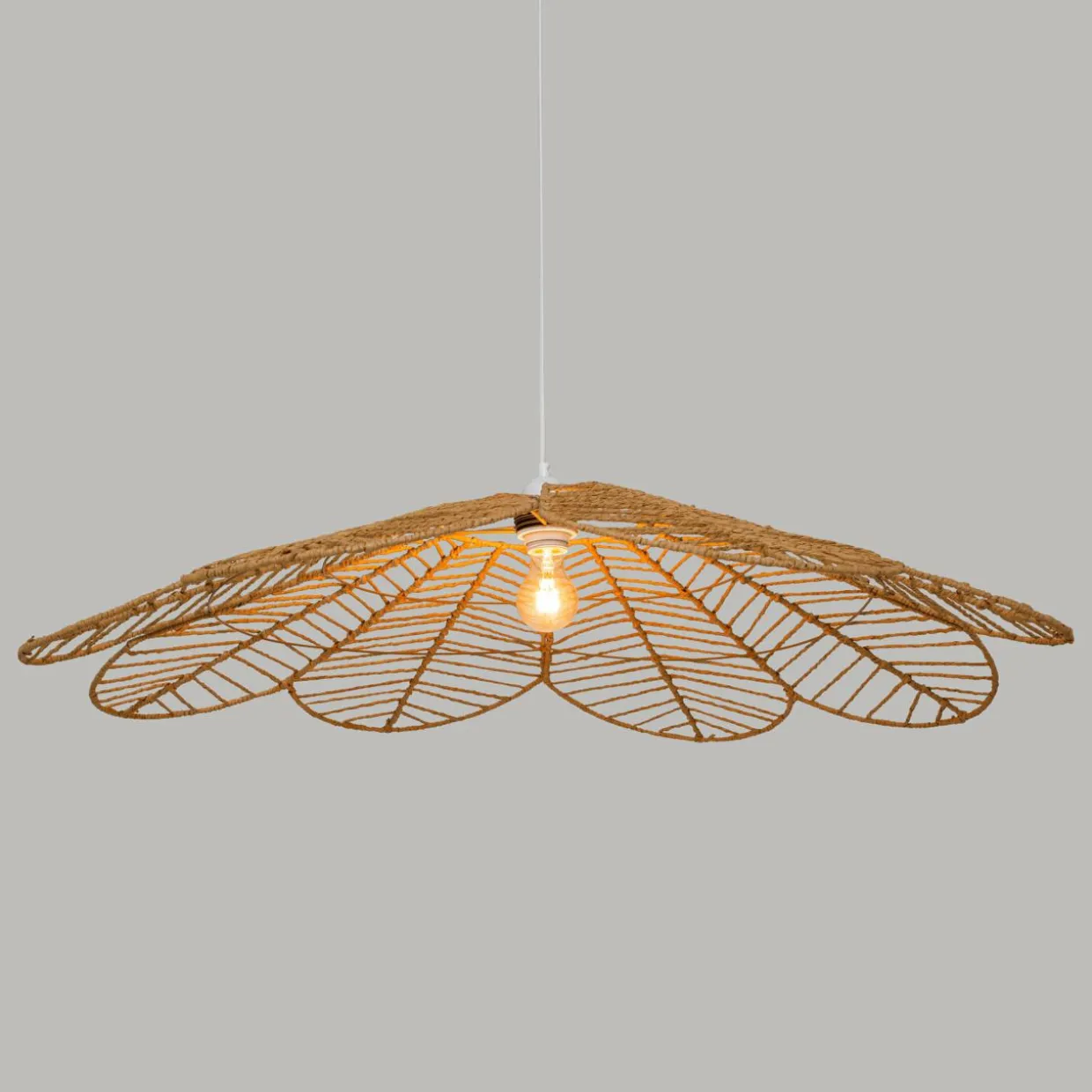 Suspension lumineuse en corde (D98 cm) Fleur Folk Naturel