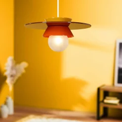 Suspension lumineuse en céramique (D26 cm) Bagliore Orange