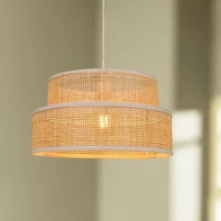 Suspension lumineuse en paille (D35 cm) Yuca Naturel beige