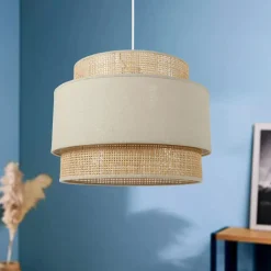 Suspension lumineuse en rotin (D40 cm) Solara Beige