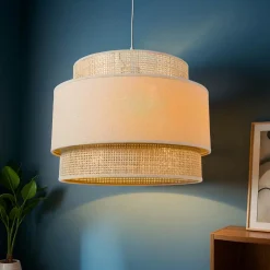 Suspension lumineuse en rotin (D40 cm) Solara Beige