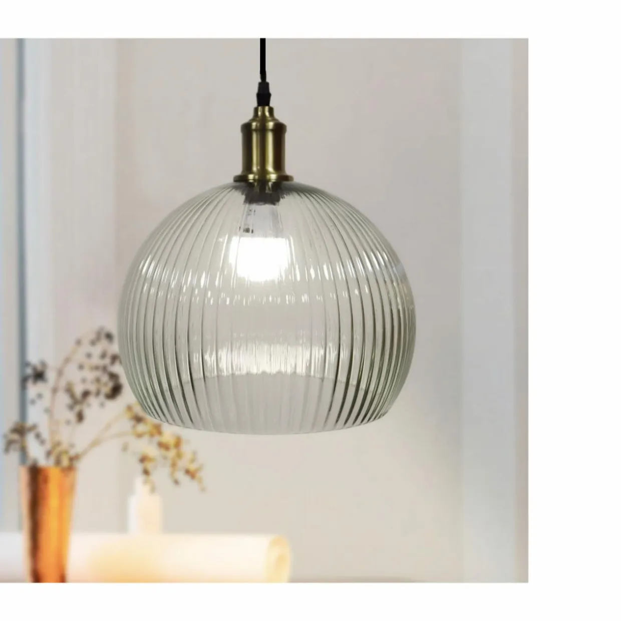 Suspension lumineuse en verre (D30 cm) Velden Transparent