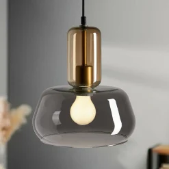 Suspension lumineuse en verre (D24 cm) Dulcia Noir