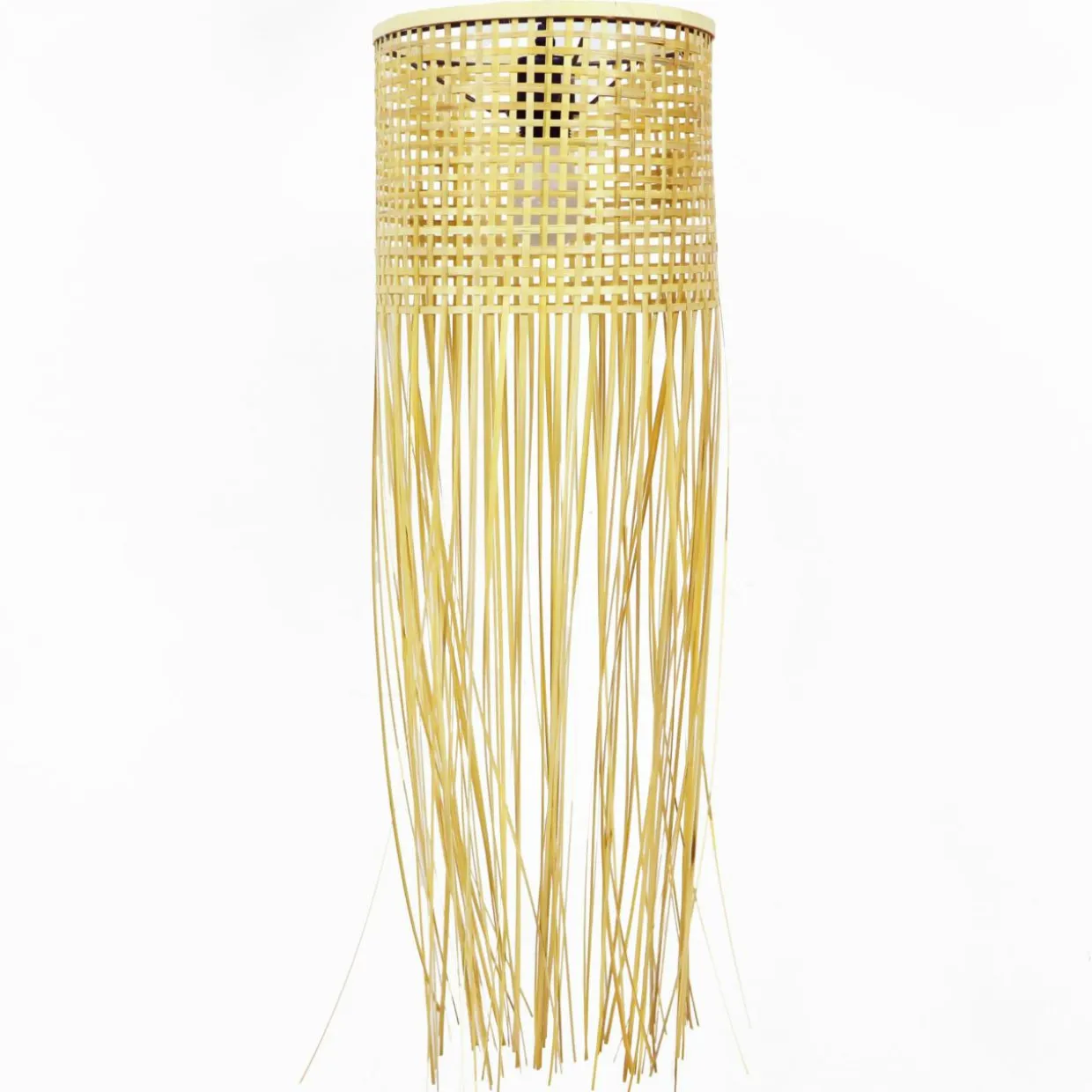 Suspension lumineuse à franges en bambou (H85 cm) Maoki Naturel