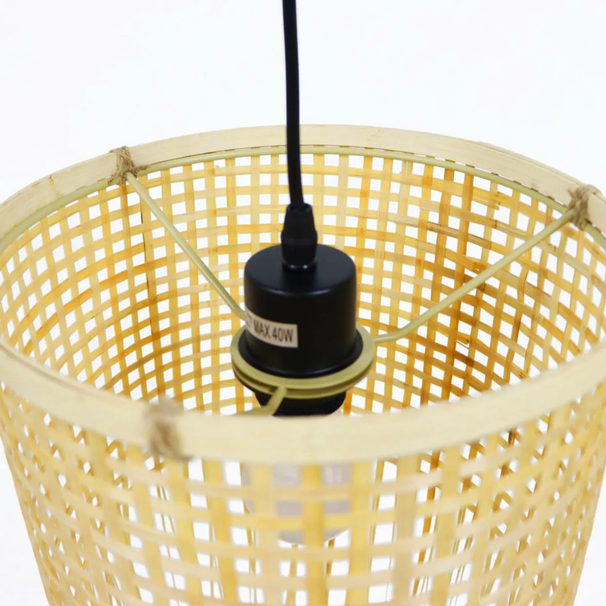 Suspension lumineuse à franges en bambou (H85 cm) Maoki Naturel