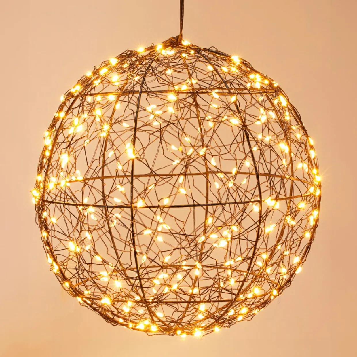 Suspension lumineuse 300 micro LED (D25 cm) Lueur Polaire Noir et Blanc chaud