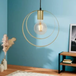 Suspension lumineuse métal (D25,5 cm) Saturne Or