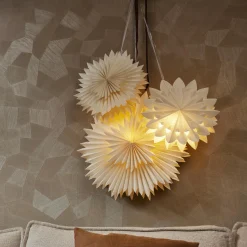 Suspension lumineuse papier LED (D60 cm) Origami Star Blanc chaud