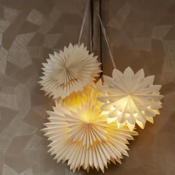 Suspension lumineuse papier LED (D40 cm) Origami Star Blanc chaud