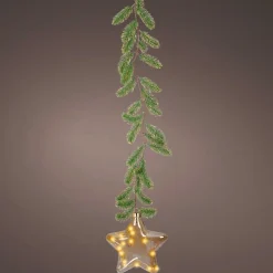 Suspension lumineuse à piles 15 LED (H20 cm) Sapinette et Etoile Blanc chaud