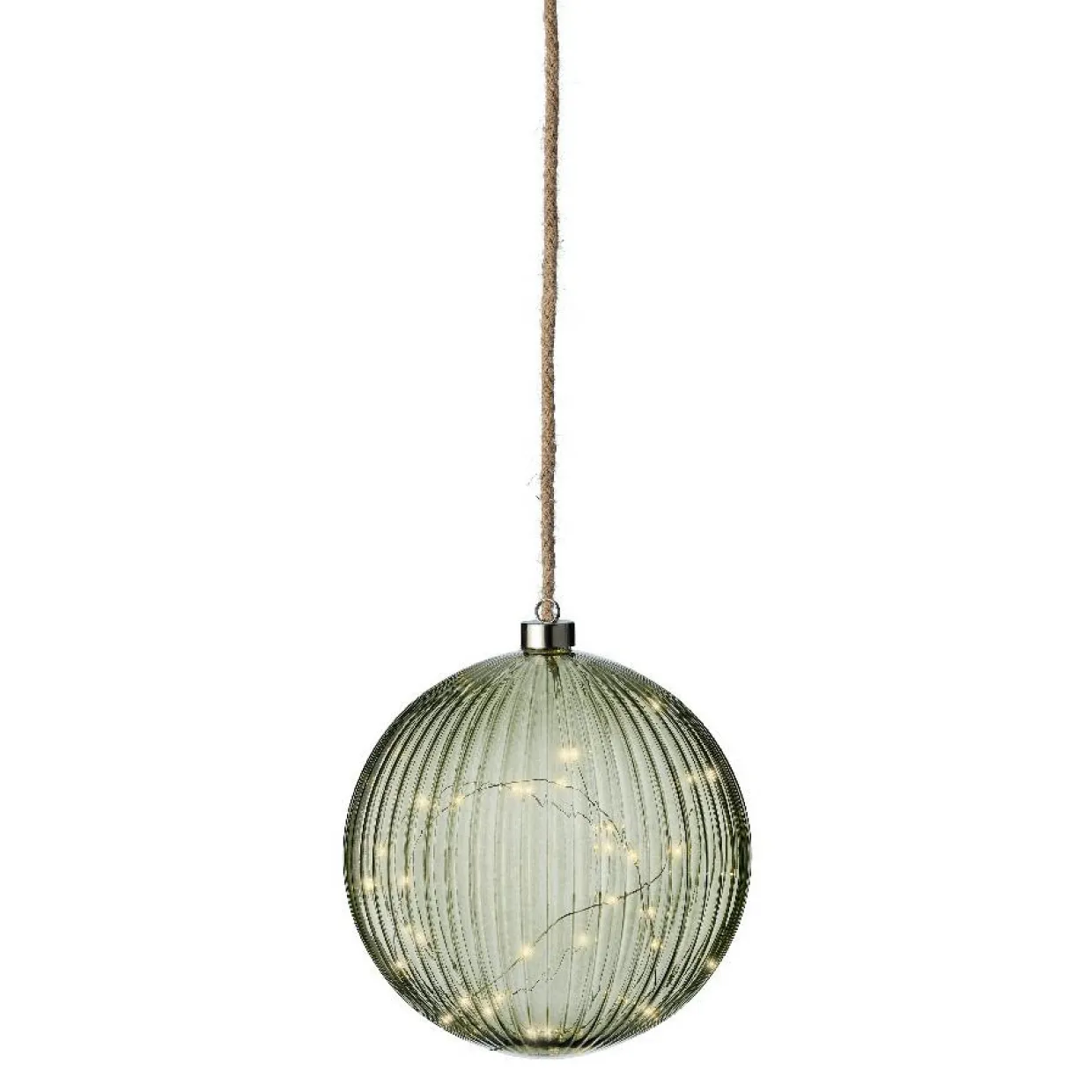 Suspension lumineuse à piles 40 LED (D20 cm) Vintage Thé vert/blanc chaud