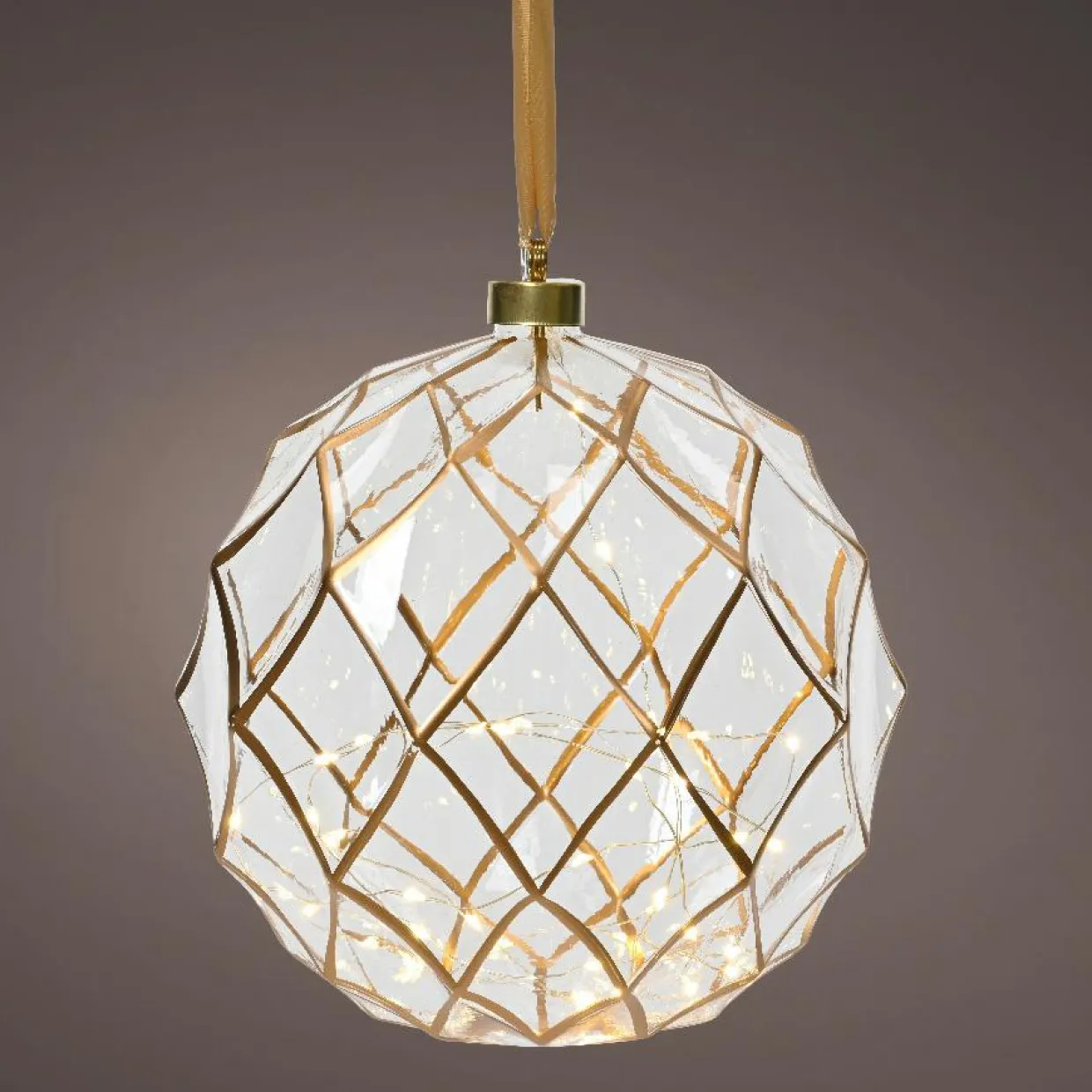 Suspension lumineuse à piles 40 LED (D20 cm) Vintage Or/blanc chaud