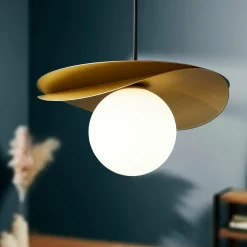 Suspension lumineuse ronde en métal (D22 cm) Nuba Or