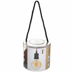 Suspension lumineuse simple (H120 cm) Noir et cordon rouge