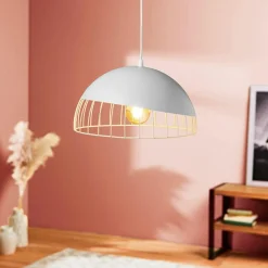 Suspension ronde métal (D29,5 cm) Colisée Blanche