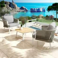Table basse de jardin carrée aluminium Amalfi Blanc
