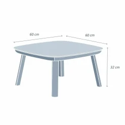Table basse de jardin carrée en aluminium Amalfi Gris anthracite