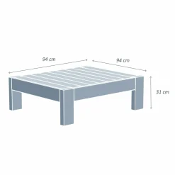 Table basse de jardin carrée en bois (94 x 94 cm) Bornéo Naturel