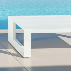 Table basse de jardin rectangulaire en alumininum (120 x 72 cm) Elba Blanc