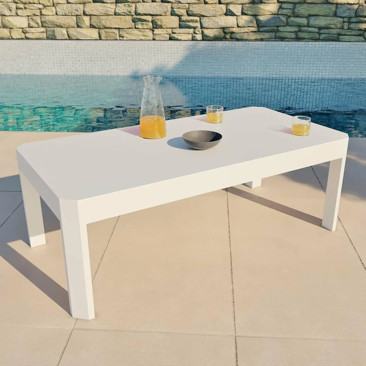 Table basse de jardin rectangulaire en aluminium Ostara Blanc