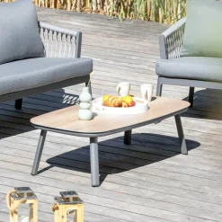 Table basse de jardin rectangulaire en aluminium Amalfi Gris anthracite