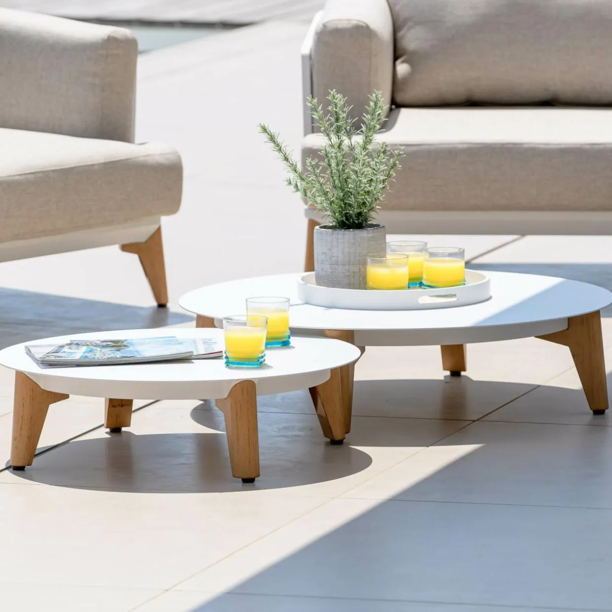 Table basse de jardin ronde (D68 cm) Monte Carlo Blanc