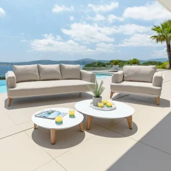 Table basse de jardin ronde (D68 cm) Monte Carlo Blanc
