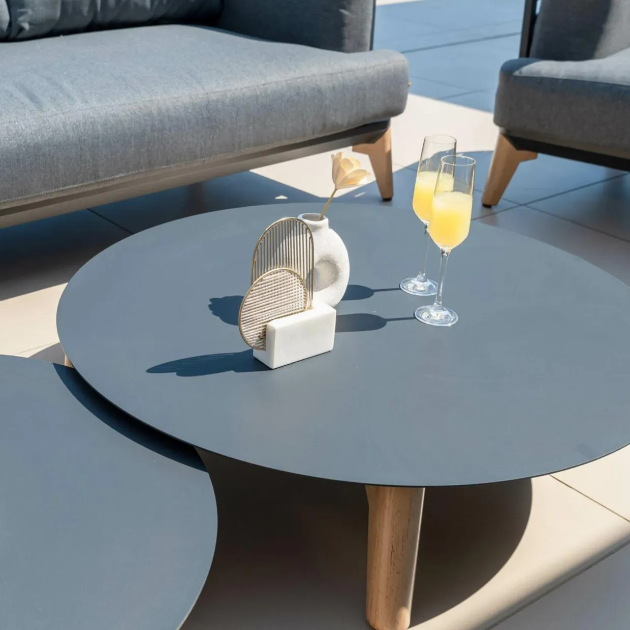 Table basse de jardin ronde (D86 cm) Monte Carlo Gris anthracite