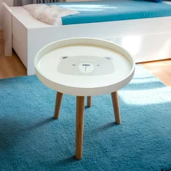 Table basse enfant bois (D33 cm) Ourson Marron