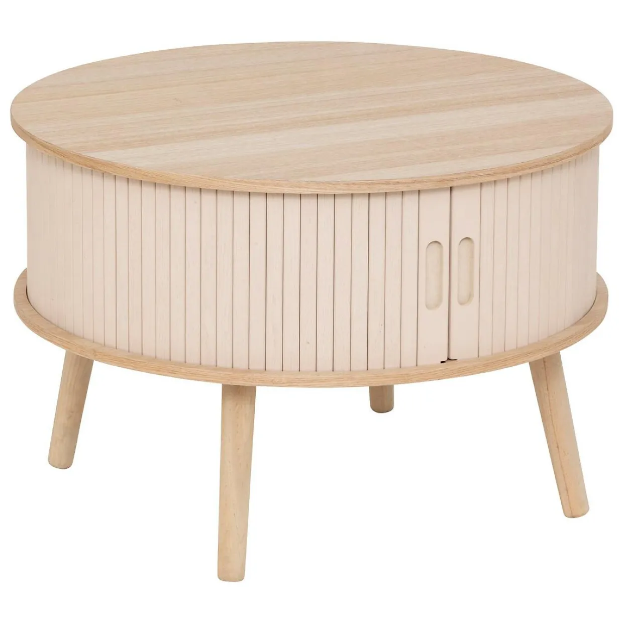 Table basse ronde en bois (H40 cm) Nysos Crème