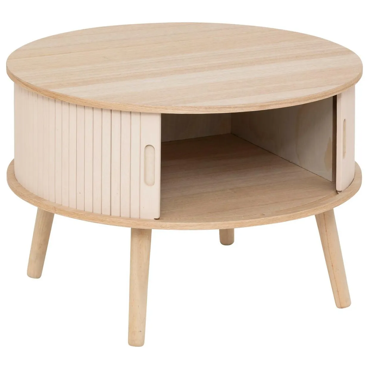 Table basse ronde en bois (H40 cm) Nysos Crème