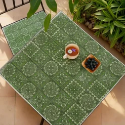 Table bistrot carrée fixe en mosaïque (58 x 58 cm) Aveiro Gris et vert olive