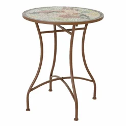Table bistrot ronde en mosaïque Aberdeen Marron